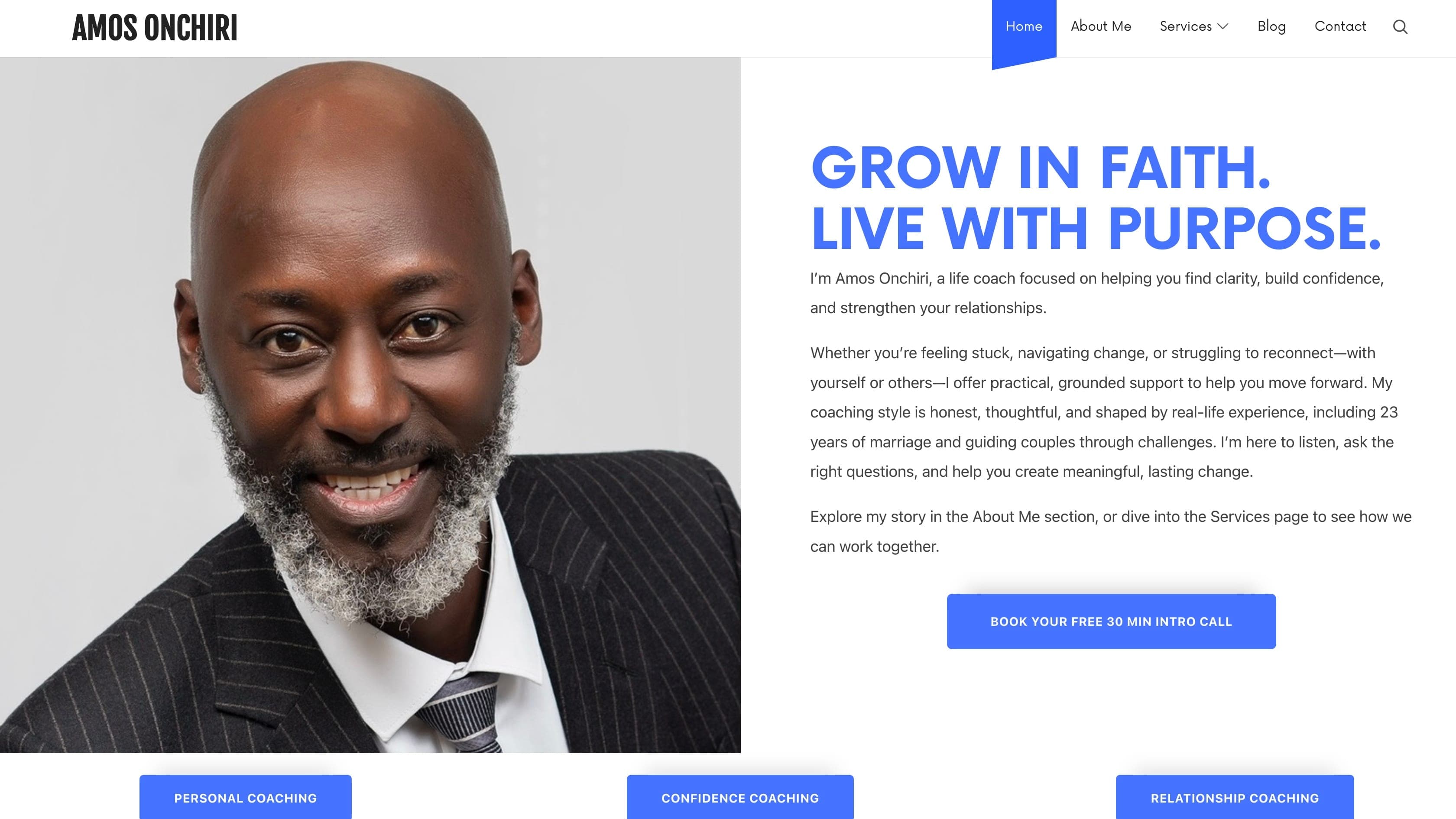 Amos Onchiri Life Coaching website preview